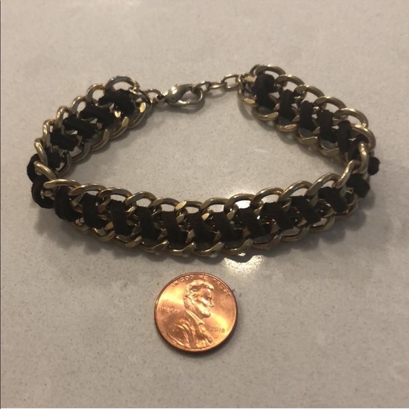 Francesca’s 😍 Gold and Leather Braided Bracelet - Picture 2 of 4